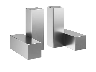 Modern Metallic Geometric Art Installation With Smooth Cubes And Rectangular Prisms 3d model