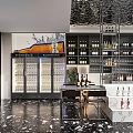 Modern Liquor Store Interior With Marble Bar Counter And Wine Shelves