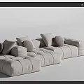 Modern Light Gray Upholstered Sectional Sofa With Multiple Pillows And Modular Design 3d model