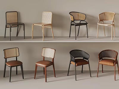 Modern Leisure Chairs With Woven Backrests And Diverse Frame Colors For Living Space 3d model