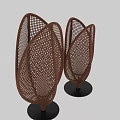 Two Decorative Woven Brown Leaf Shaped Table Lamps for Home Decor 3d model