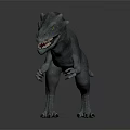 Fierce Gray Dinosaur Character Displaying Sharp Teeth And Claws In Running Stance 3d model