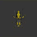 Mechanical Insect 3D Model With Yellow Black Body And Transparent Wings