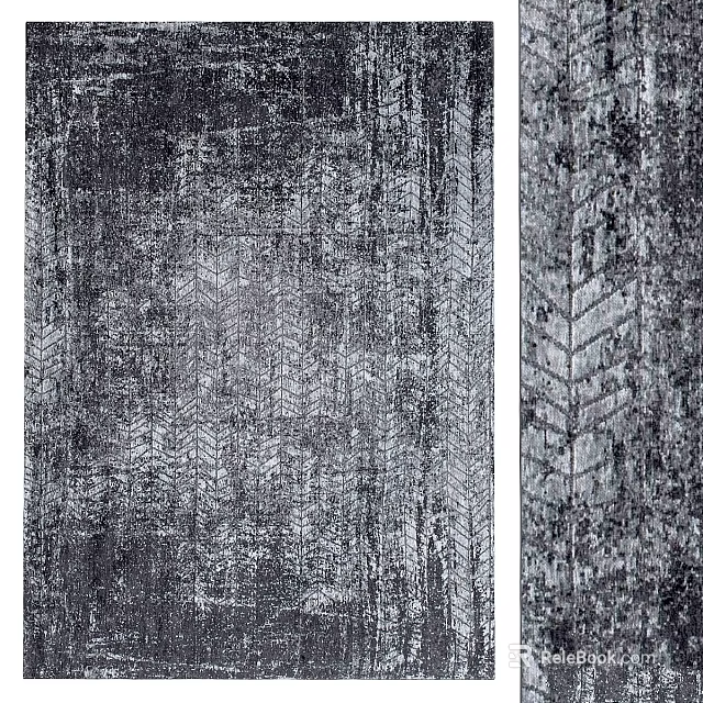 Modern Square Rug With Gray Black Textured Pattern For Living Room Decor 3d model