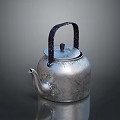 Silver Metal Kettle With Black Handle And Retro Design For Daily Home Use