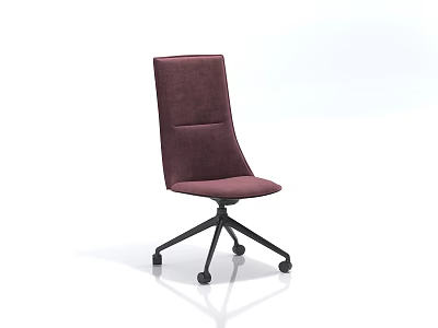 Modern High Back Burgundy Velvet Office Chair With Swivel Base And Wheels 3d model