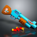 Colorful Toy Gun With Blue Body Orange Grip Cartoon Pattern And Bullet Accessories