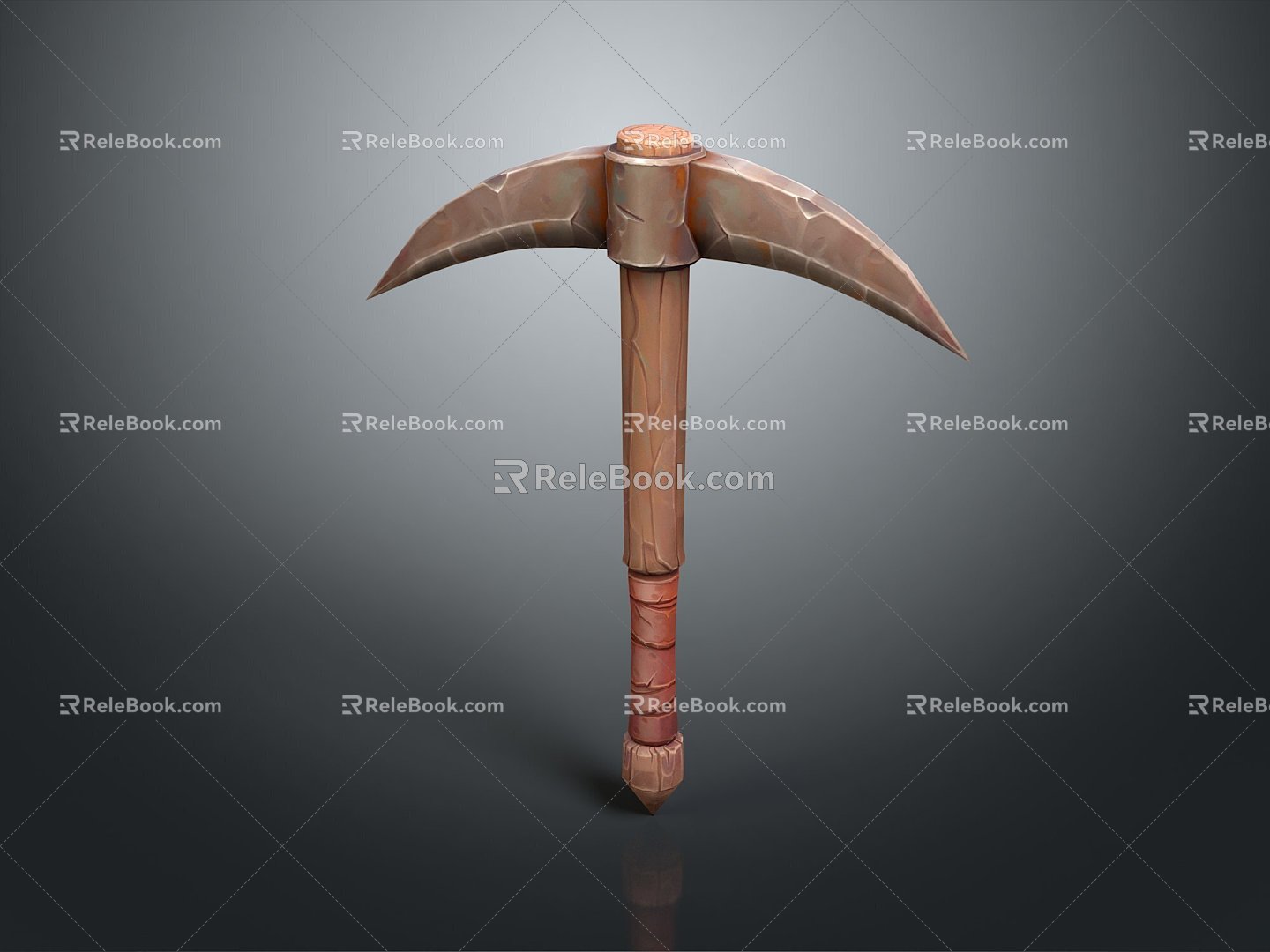 Yang Pickaxe Cross Draft Steel Tools Wood Handle Yang Pickaxe Cartoon Yang Pickaxe Tools Hardware Tools Processing Tools 3d model