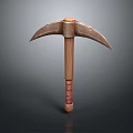 Yang Pickaxe Cross Draft Steel Tools Wood Handle Yang Pickaxe Cartoon Yang Pickaxe Tools Hardware Tools Processing Tools 3d model