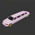 White Stretch Limousine With Shiny Exterior Tinted Windows And Chrome Wheels
