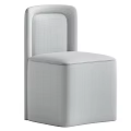 Modern Beige Leisure Chair with Linen Upholstery and Curved Backrest Design