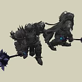 Game And Movie Characters In Detailed Spiked Armor With Weapons In Action Poses