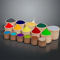 Colorful Edible Food Powders in Assorted Wooden Cups for Baking