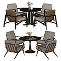 Quiet Ancient Style Casual Table and Chair Combination 3d model