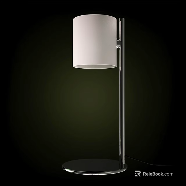 Modern Minimalist Table Lamp With White Fabric Shade And Metal Stand 3d model 