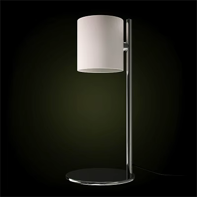 Modern Minimalist Table Lamp With White Fabric Shade And Metal Stand 3d model