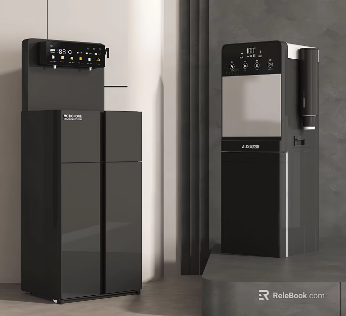 Modern Black AUX Water Dispensers With Contemporary Design In Indoor Setting 3d model 