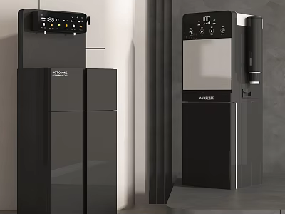 Modern Black AUX Water Dispensers With Contemporary Design In Indoor Setting 3d model