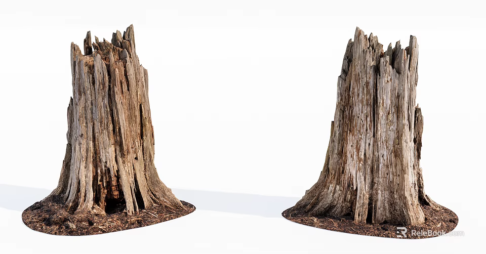 Rough Textured Wooden Stumps Showcasing Natural Wood Grain And Weathered Surface 3d model 