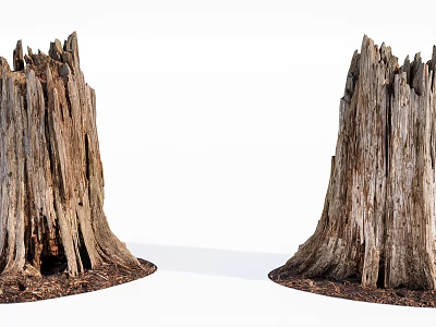 Rough Textured Wooden Stumps Showcasing Natural Wood Grain And Weathered Surface 3d model