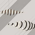 Elegant Modern Chandelier Design With Curved Spiral Shape And Metallic Finish Against Striped Background