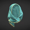 Teal Headscarf With Gold Trim In Lightweight Fabric Head Wrapping Style