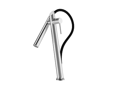 Modern Stainless Steel Kitchen Faucet With Black Flexible Hose And Sleek Design 3d model