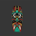 Colorful Traditional Decorative Weapon With Intricate Facial Patterns And Artistic Design