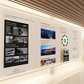 Modern Exhibition Hall Display Wall With Architectural Images And Text Introductions 3d model