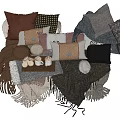 Cozy Home Decor With Various Soft Colorful Pillows And Knitted Blankets