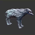 Blue Wolf Like Sculpture With Textured Surface And Glossy Finish On Black Background