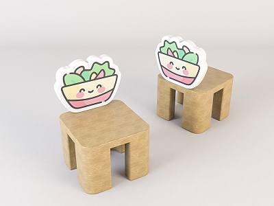 Modern Children's Chair Children's Cartoon Wooden Stool 3d model