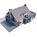 Detached Villa Exterior With Gabled Tile Roof Brick Stone Walls Balcony And Garage