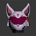 Futuristic Cat Ear Shaped Combat Helmet With Purple Visor And Red Accents