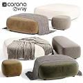 Modern Ottoman Pouf Collection In Various Colors With Soft Blankets And Different Shapes