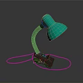Turquoise Desk Lamp With Flexible Black Arm Clip Base And Long Cable 3d model