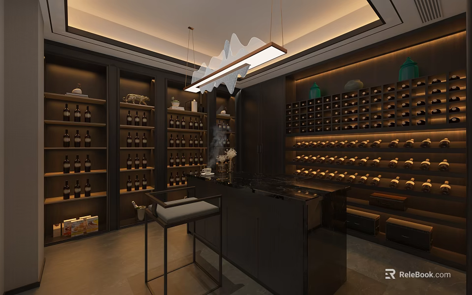 Luxury Wine Cellar Interior With Rows Of Wine Bottles And Wooden Storage Racks 3d model 