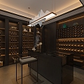 New Chinese Wine Cellar Cellar Wine Cabinet Display Cabinet Wine Tasting Room Wine Storage Room 3d model