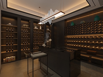 New Chinese Wine Cellar Wine Cabinet Display Cabinet Wine Tasting Room Wine Storage Room 3d model