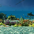 Stunning Underwater Seascape With Colorful Corals Diverse Fish Sharks Stingrays And Various Charming Marine Creatures