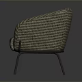 Modern Brown Fabric Chair with Curved Backrest and Black Thin Legs