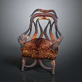 Unique Artistic Single Chair With Tentacle Like Structure And Leopard Print Cushion