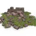 Modern Natural Landscape With Stone Piles And Vibrant Green Plants