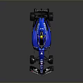 Blue Formula 1 Race Car With Aerodynamic Body Black Wheels And Sponsor Logos