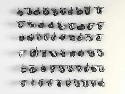 Various Types Of Casters With Different Wheel Designs And Materials For Furniture 3d model