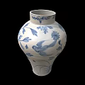 Traditional Blue And White Ceramic Vase With Floral Pattern Design
