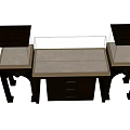 Elegant Wooden Display Showcase Shelving With Glass Cover And Drawer Storage Units