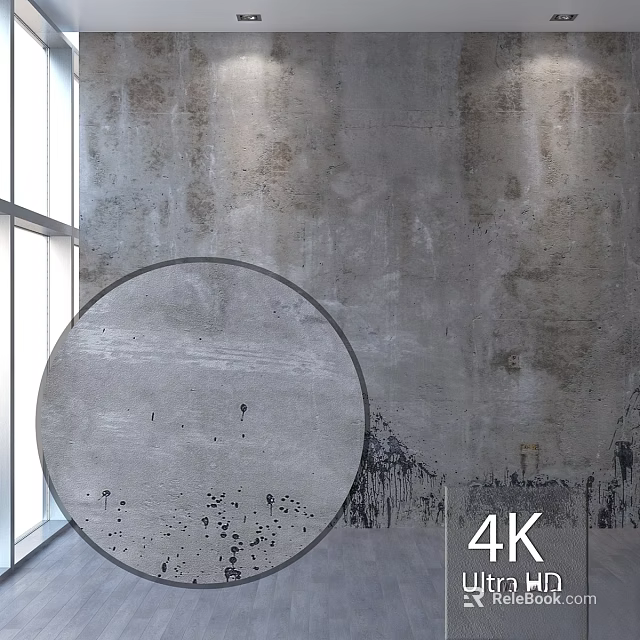 Round Textured Concrete Component With Decorative Design In Modern Indoor Space 3d model 