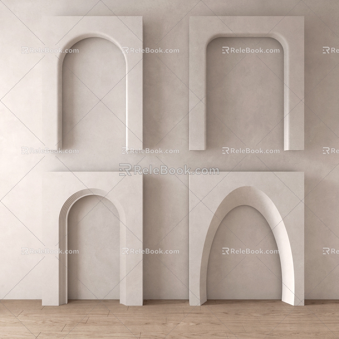 Silent wind door opening dumb arched door opening rounded door opening 3d model