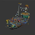 Colorful Ship Shaped Electronic Appliance With Decorative Lights And Mechanical Details